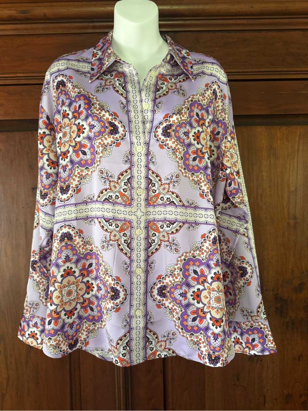 NWT Ann Taylor Lavender Paisley Blouse Size L